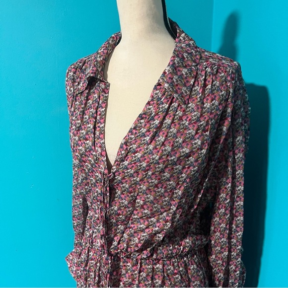 Zadig & Voltaire L Pink Reevas Liberty Skull Floral Print Long Sleeve Dress - Picture 6 of 10